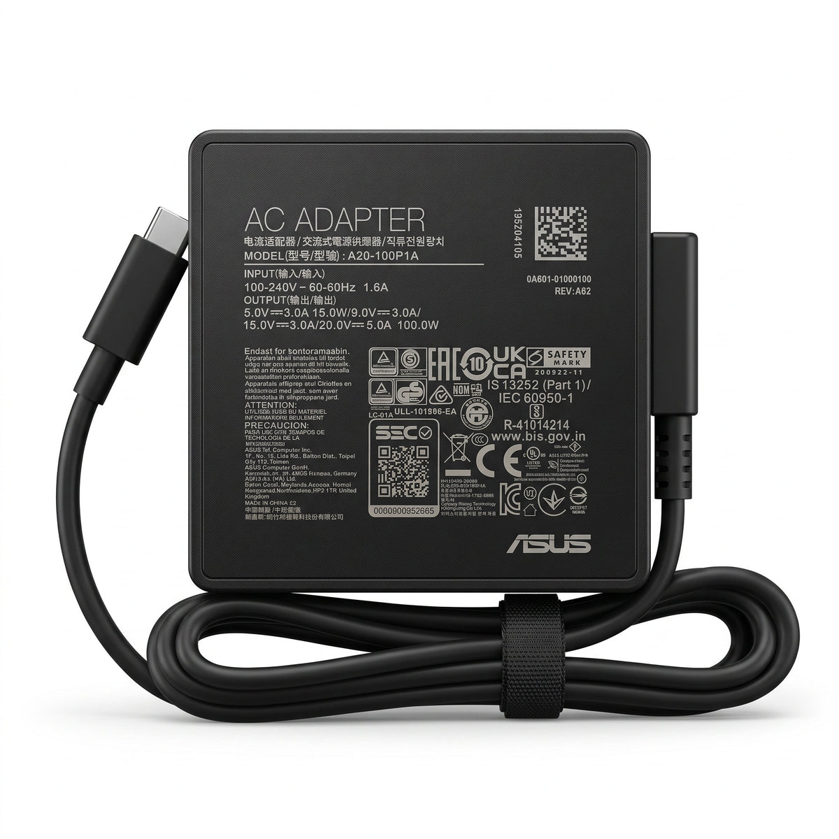 Cargador para Laptop Asus 100W 5A – USB-C | OEM Premium - frontal