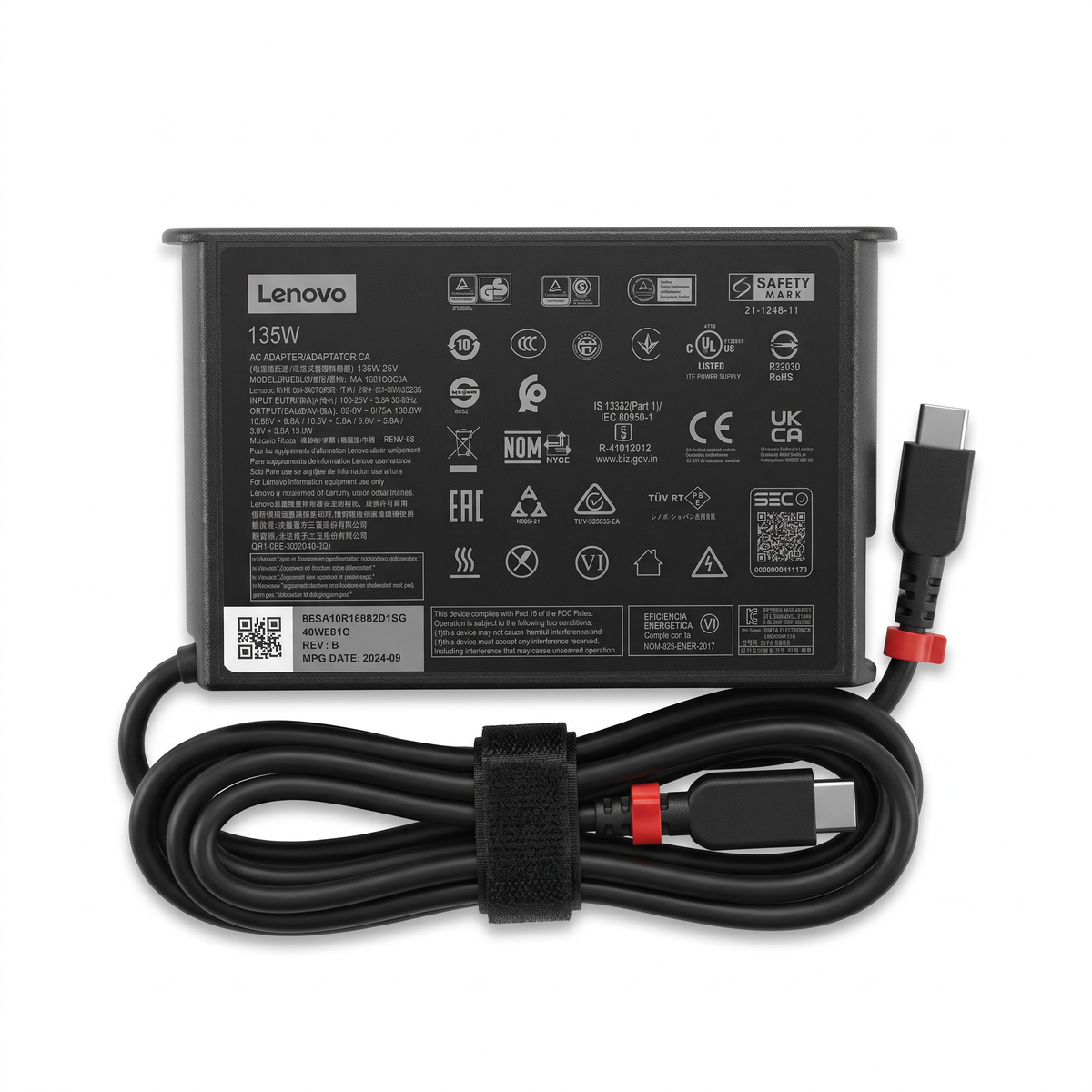 Cargador Lenovo Slim 135W 20V 6.75A USB-C – vista frontal