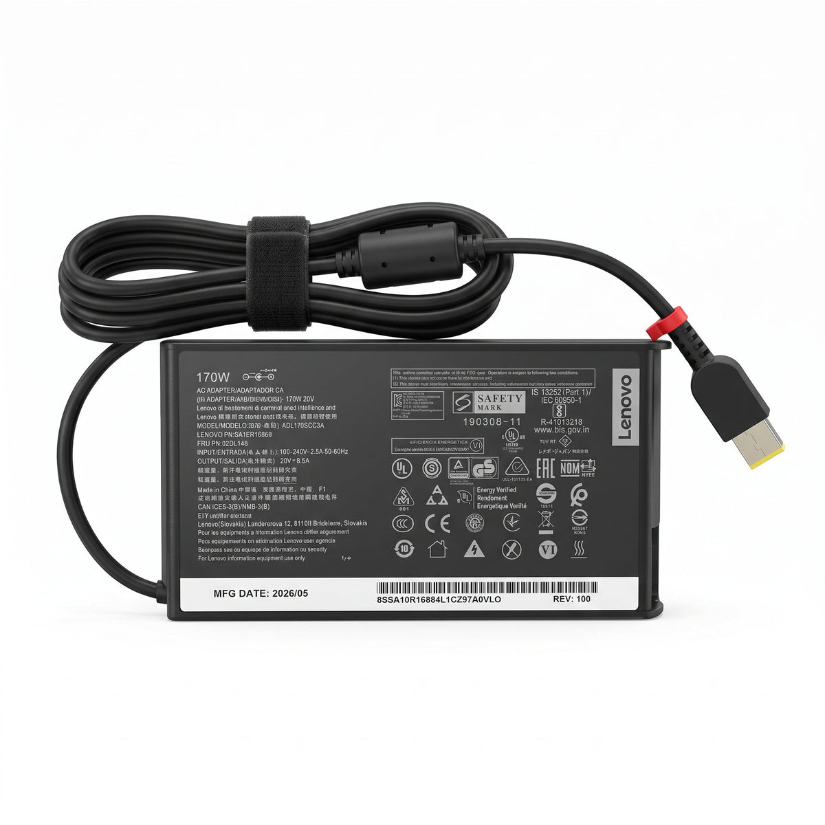 Cargador para Laptop Lenovo Slim 170W 8.5A – USB | OEM Premium - frontal